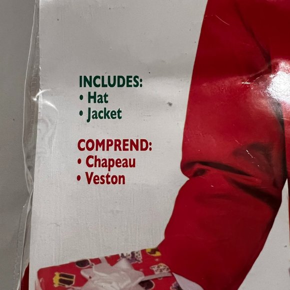Simply Santa Suited Jacket & Hat Adult Costume One Size fits most up to Size 42 - Picture 5 of 11